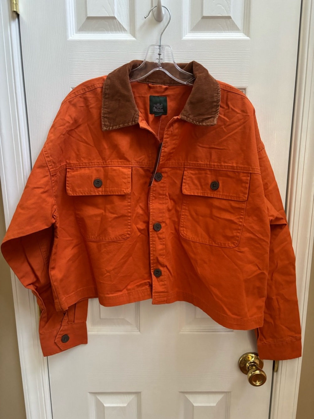 Wild Fable Woman’s Rust Cropped Utility Shacket 100% Cotton, Size Medium, NWT - Picture 2 of 4